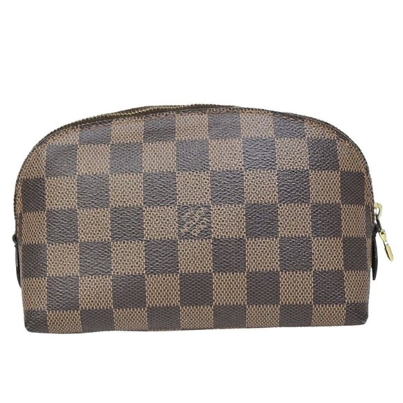 LOUIS VUITTON Pochette Cosmetic Pouch Bag Damier Ebene Leather - Picture 1 of 16